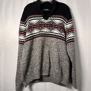 CHAP'S Ralph Lauren Men's XL Fair Isle Icelandic / Nordic Button Sweater Cotton